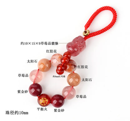 Crystal Five Elements Pixiu Keychain - Fire Energy Boost & Wealth Attraction Chinese Style Pendant
