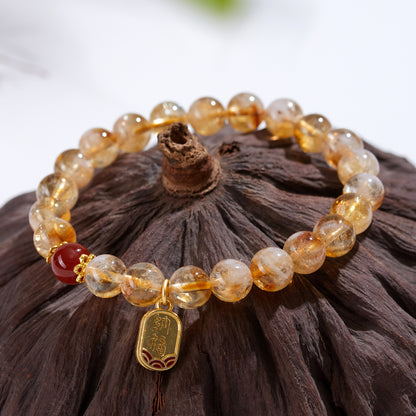 Yellow Pagoda Crystal Bracelet | Natural Stone Chinese Style Women's Luck Charm