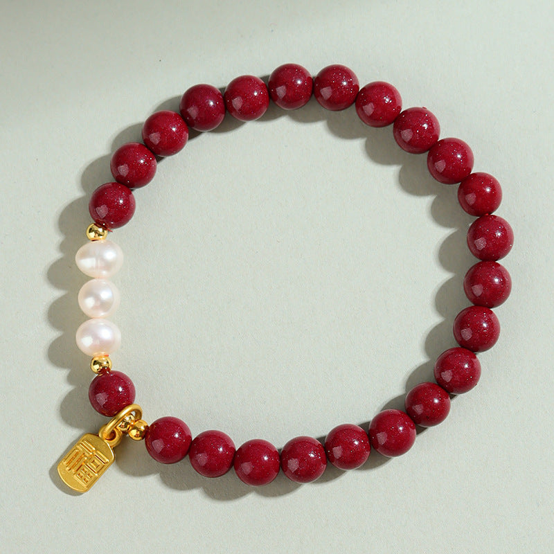 Natural Purple Gold Cinnabar Bracelet | Wealth & Protection Spiritual Talisman