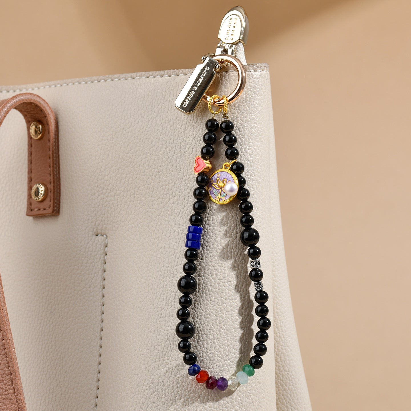 Natural Black Tourmaline Rainbow Crystal Keychain - Spiritual Protection & Colorful Life Energy