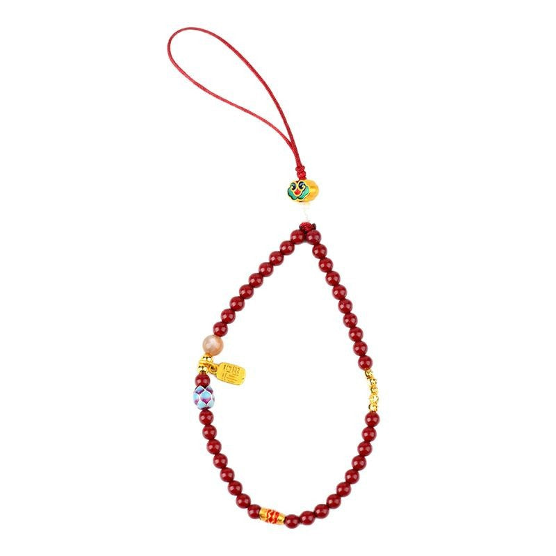 Natural High Content Cinnabar Purple Gold Sand Lucky Lotus Pendant Charm for Phone and Keychain