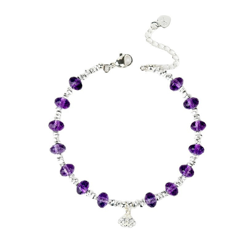 Amethyst Bead Silver Fragment Bracelet | Spiritual Harmony & Elegant Protection