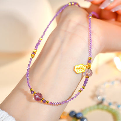 Natural Amethyst Chinese Style Necklace for Women - Spiritual Protection and Elegant Collarbone Chain