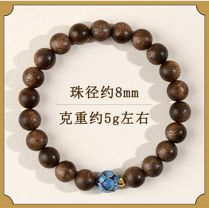 Agarwood Meditation Cloisonné Lotus Bracelet | Spiritual Protection & Zen Energy for Couples