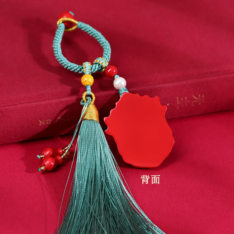Natural High Content Cinnabar Mountain Ghost Flower Keychain - Spiritual Protection Charm