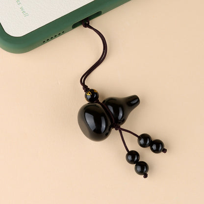 Rainbow Obsidian Gourd Pendant - Chinese Style Protection Amulet for Phone & Keys