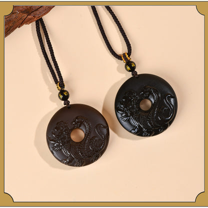 Natural Ice Obsidian Xuanwu Peace Pendant | Five Elements Hydration & Protection Unisex Necklace
