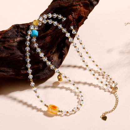 Pure White Crystal Collarbone Necklace for Women - Spiritual Elegance & Positive Energy