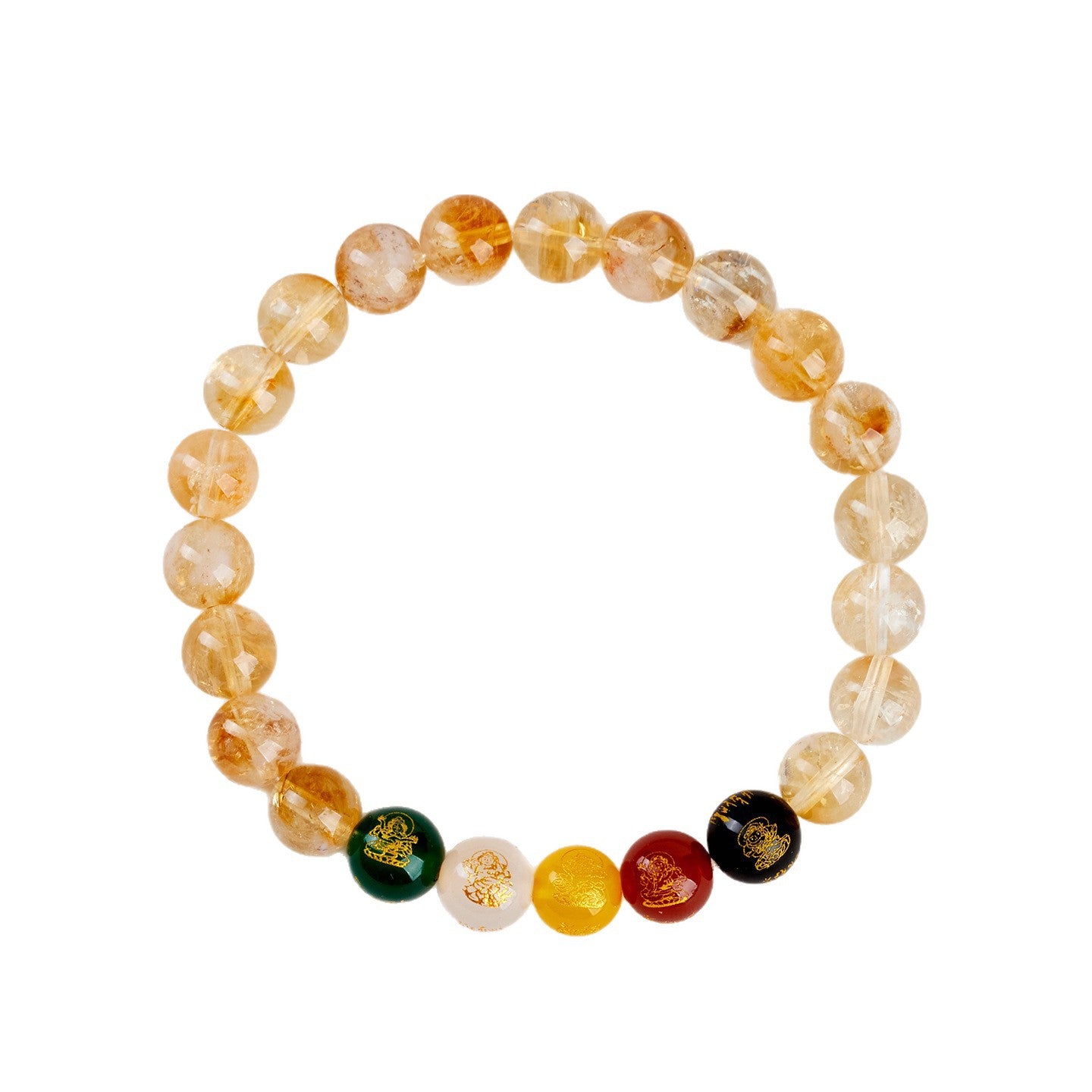 Yellow Pagoda Crystal Five-Way Wealth God Bracelet - New Chinese Style Lucky Women's Jewelry