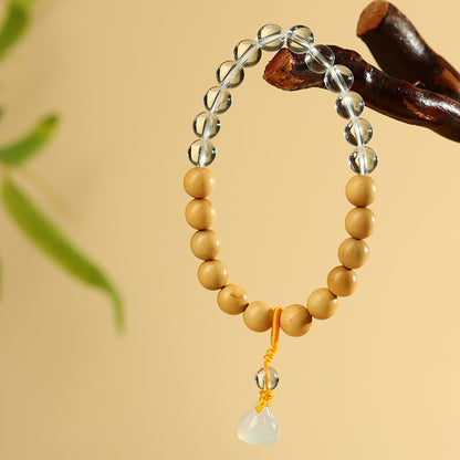 Five Elements Crystal Agate Wooden Bracelet - Balance Energy and Cultural Harmony