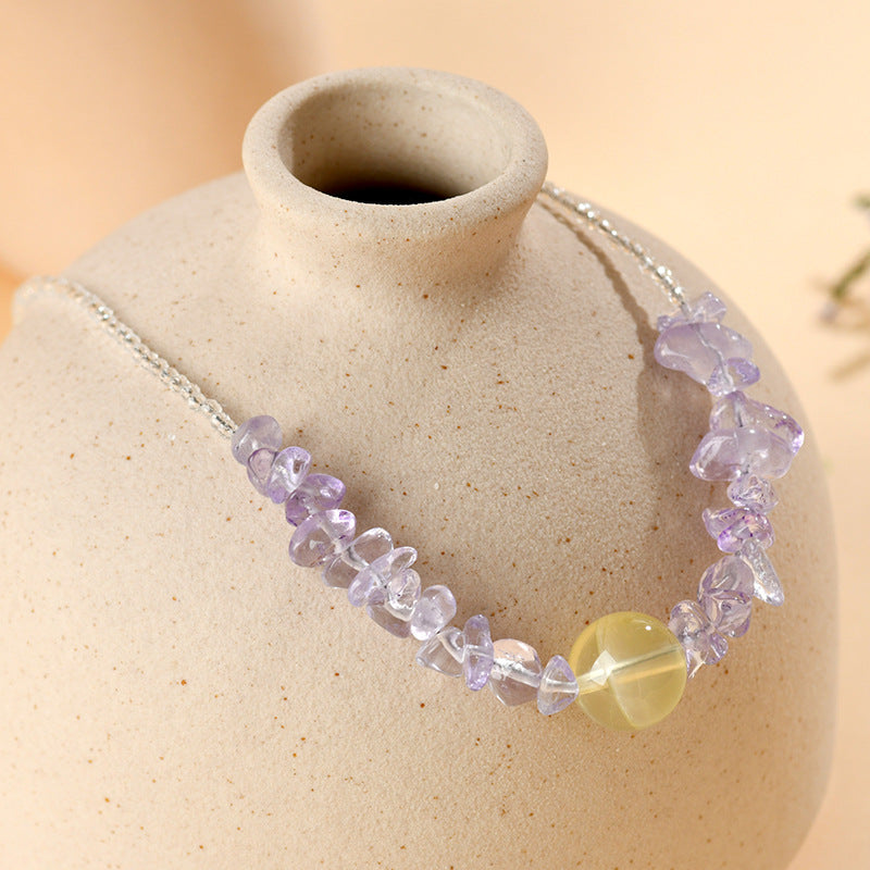 Natural Amethyst Citrine Collarbone Necklace | Spiritual Energy & Wealth Attraction
