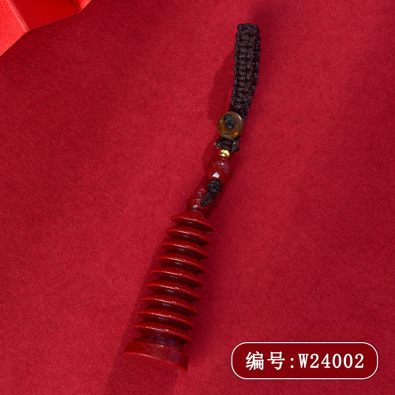 Natural Purple Gold Cinnabar Wenchang Pagoda Exam Keychain - Wisdom & Luck Talisman