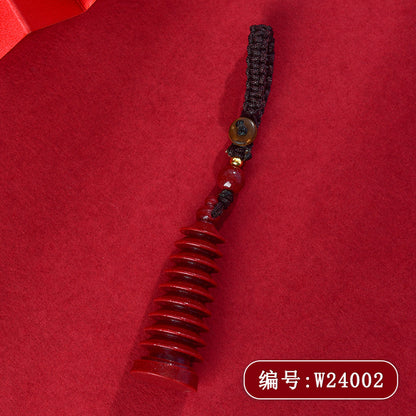 Natural Purple Gold Cinnabar Wenchang Pagoda Exam Keychain - Wisdom & Luck Talisman