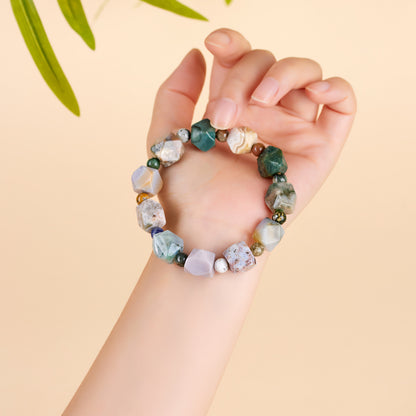Ocean Chalcedony Crystal Bracelet | Natural Irregular Design for Luck & Harmony