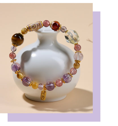 Nine Purple Fire Crystal Bracelet | Spiritual Protection & Fortune Multi-Gemstone Jewelry