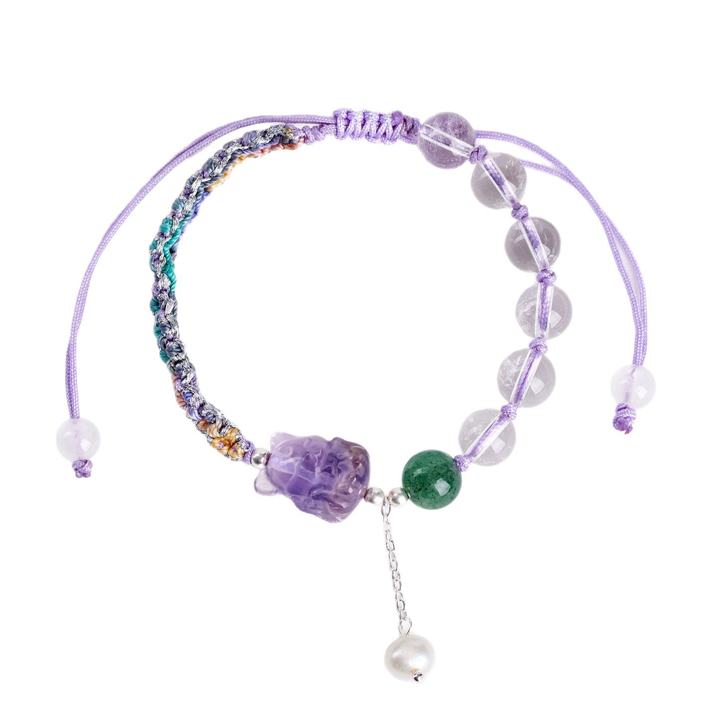 Natural Amethyst Nine-Tailed Fox Handmade Bracelet | Spiritual Protection & Elegant Charm