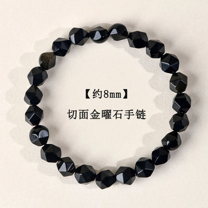 Golden Tiger Eye and Obsidian Faceted Irregular Bracelet - Unisex Couple Protection Charm