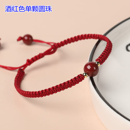 Handwoven Cinnabar Six-Word Mantra Red String Bracelet - Protection & Luck Charm
