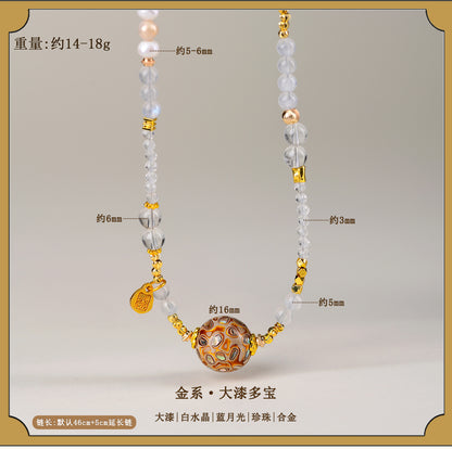 Natural Lacquer Five Elements Crystal Multi-Circle Bracelet & Necklace | Spiritual Balance Energy