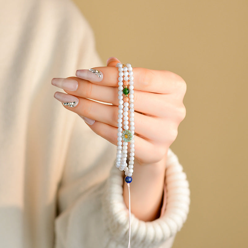 Macaron Candy Color Shell Bead Necklace | Sweet Round and Rice Beads Collarbone Chain