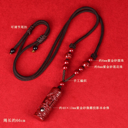 Natural Purple Gold Sand Zodiac Buddha Projection Pendant - Eight Guardian Gods Spiritual Amulet