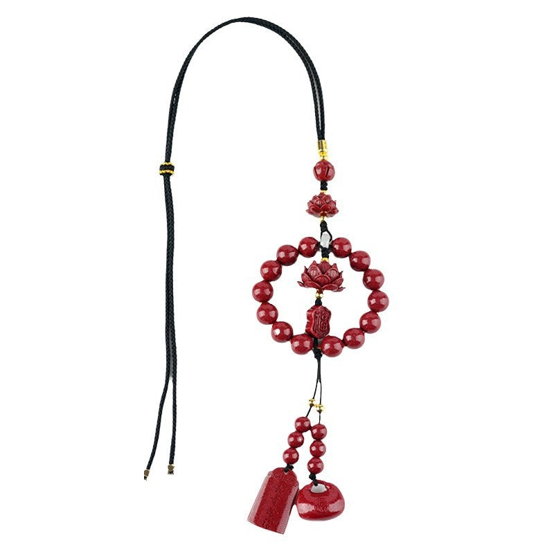 Natural High-Content Cinnabar Purple Gold Sand Peace Lotus Car Hanging Ornament – Guardian of Safe Journeys
