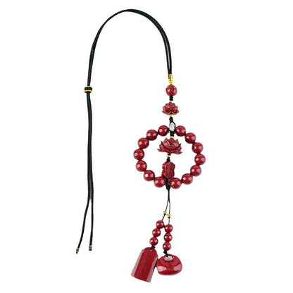 Natural High-Content Cinnabar Purple Gold Sand Peace Lotus Car Hanging Ornament – Guardian of Safe Journeys