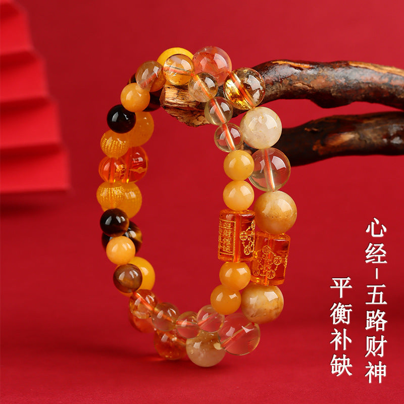 Five Elements Natural Crystal Bracelet | Wealth God Balance for Men & Women Couple