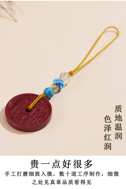 Natural Purple Gold Cinnabar Mountain Ghost Flower Money Pendant - Wealth & Protection Amulet