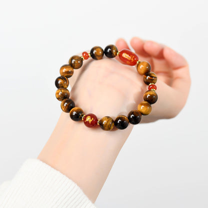 Natural Yellow Tiger Eye Tai Sui Bracelet - Zodiac Year Wealth Protection Unisex Design