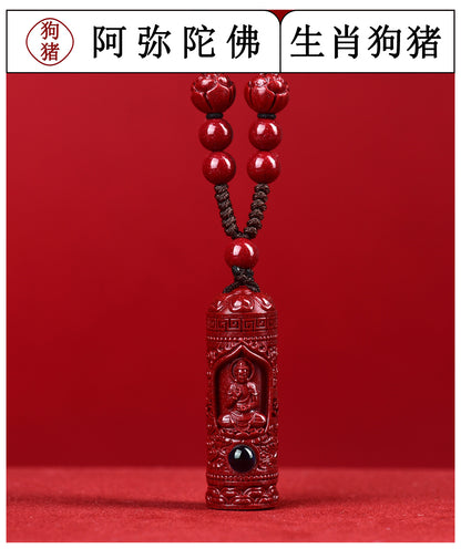 Natural Purple Gold Sand Zodiac Buddha Projection Pendant - Eight Guardian Gods Spiritual Amulet