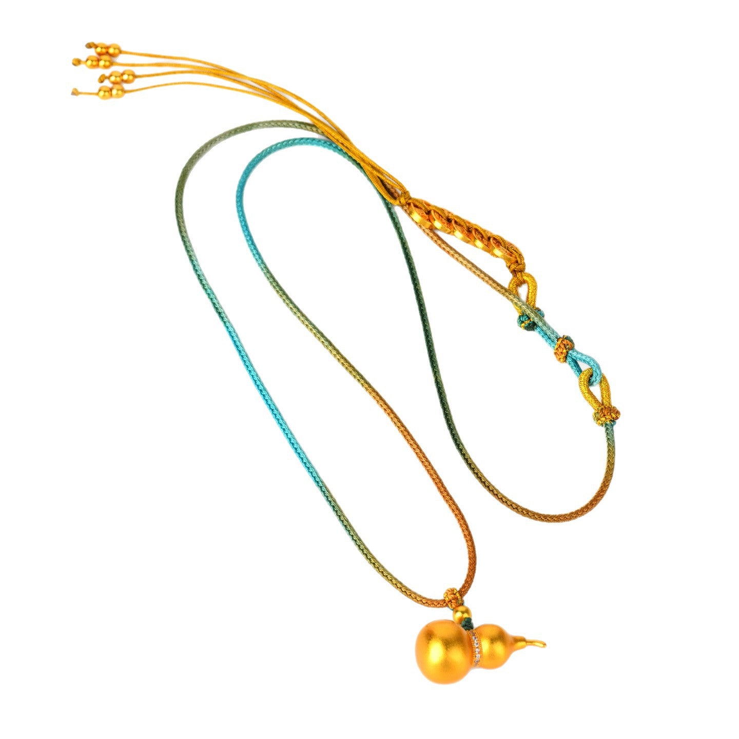 Golden Gourd Pendant Necklace | Chinese Fortune Amulet for Wealth and Protection