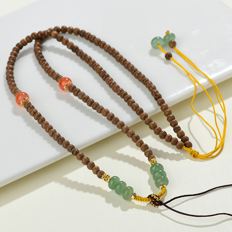 Antique Buddhist Prayer Beads Necklace with Agarwood and Red Sandalwood - Spiritual Meditation Accessory