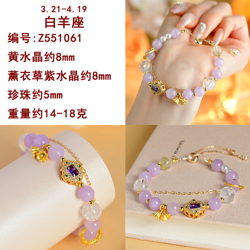 Natural Crystal Zodiac Bracelet - Mystical Energy & Fortune Enhancer for Women