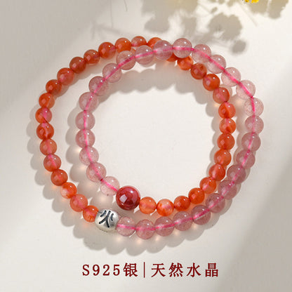 Natural Crystal Five Elements Double Circle Bracelet - Balance Energy for Men & Women