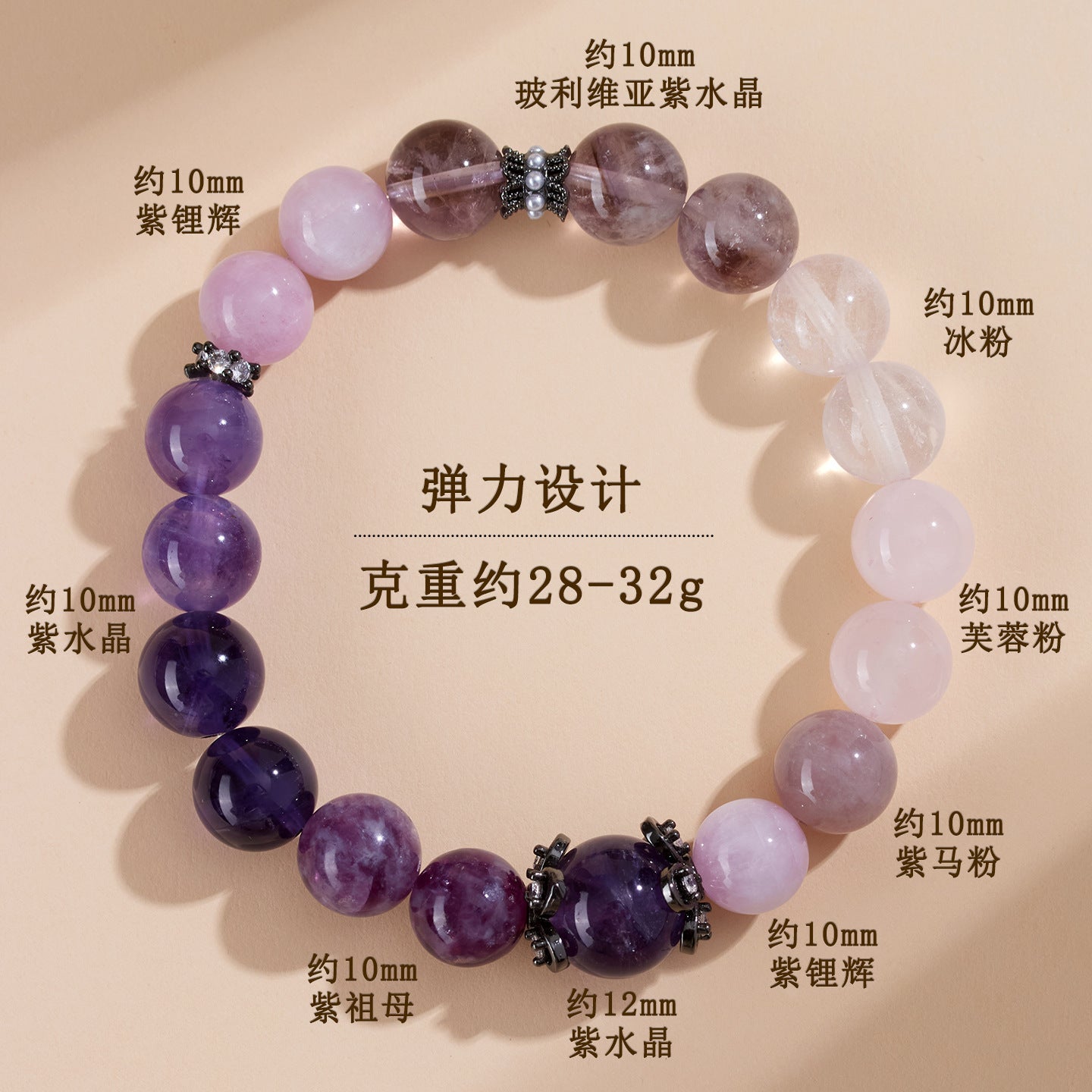 Natural Amethyst Multi-Gem Bracelet | Nine Purple Fire Women's Spiritual Jewelry