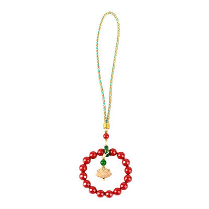 Natural Imperial Red Sand Cinnabar Good Luck Car Pendant Keychain Bag Charm