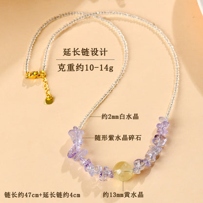 Natural Amethyst Citrine Collarbone Necklace | Spiritual Energy & Wealth Attraction