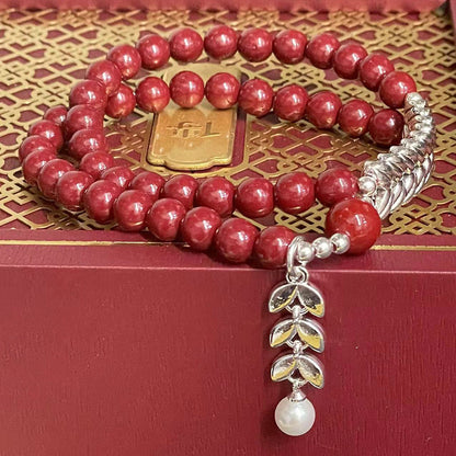 Natural Purple Gold Sand Cinnabar Double Layer Bracelet - Vintage Peaceful Year Design for Protection