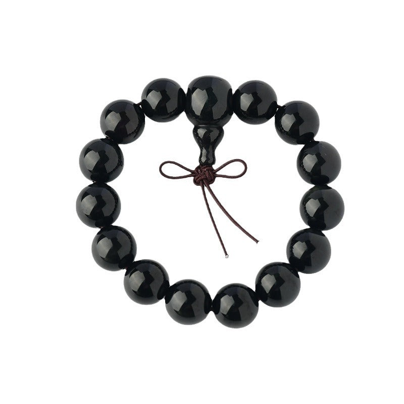Natural Double Color Eye Obsidian Buddha Beads Bracelet - Spiritual Protection for Couples