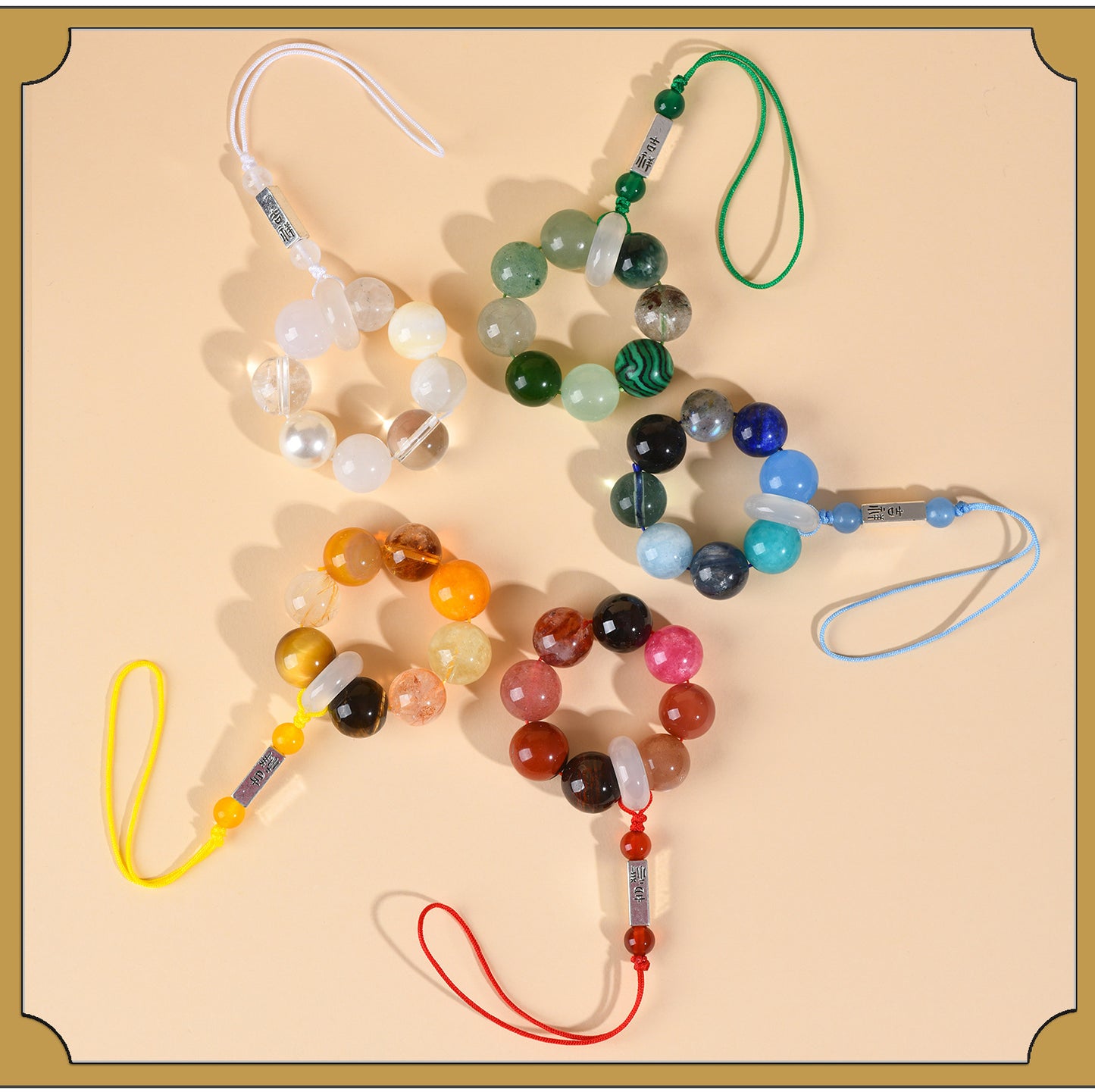 Natural Crystal Five Elements Phone Chain Pendant - Balance Energy & Attract Blessings