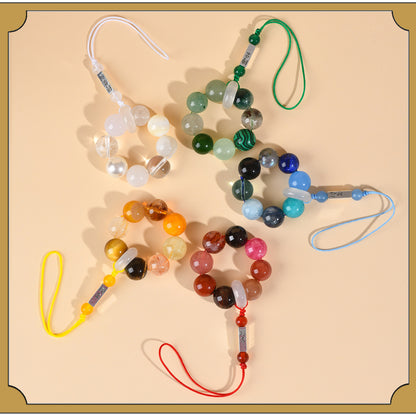 Natural Crystal Five Elements Phone Chain Pendant - Balance Energy & Attract Blessings