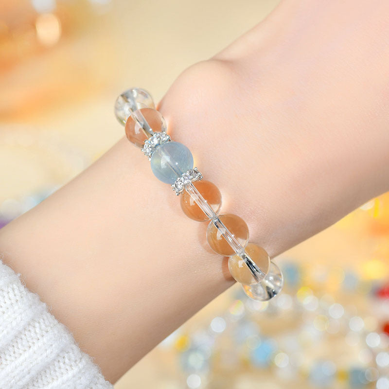 Natural White Crystal Aquamarine Spiritual Bracelet for Women - Harmony & Protection
