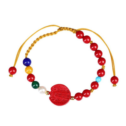 Imperial Red Sand Five-Way Wealth God Braided Bracelet | Prosperity & Protection Talisman