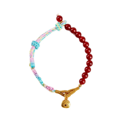 Natural Red Agate Handmade Braided Bracelet | Feng Shui Energy Protection Women's Fashion Accessory