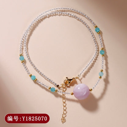 Natural White Crystal Purple Spodumene Adjustable Necklace | Spiritual Energy & Elegant Design