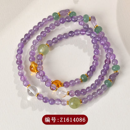 Natural Purple Prehnite Three-Circle Bracelet | Chinese Style Spiritual Energy Jewelry