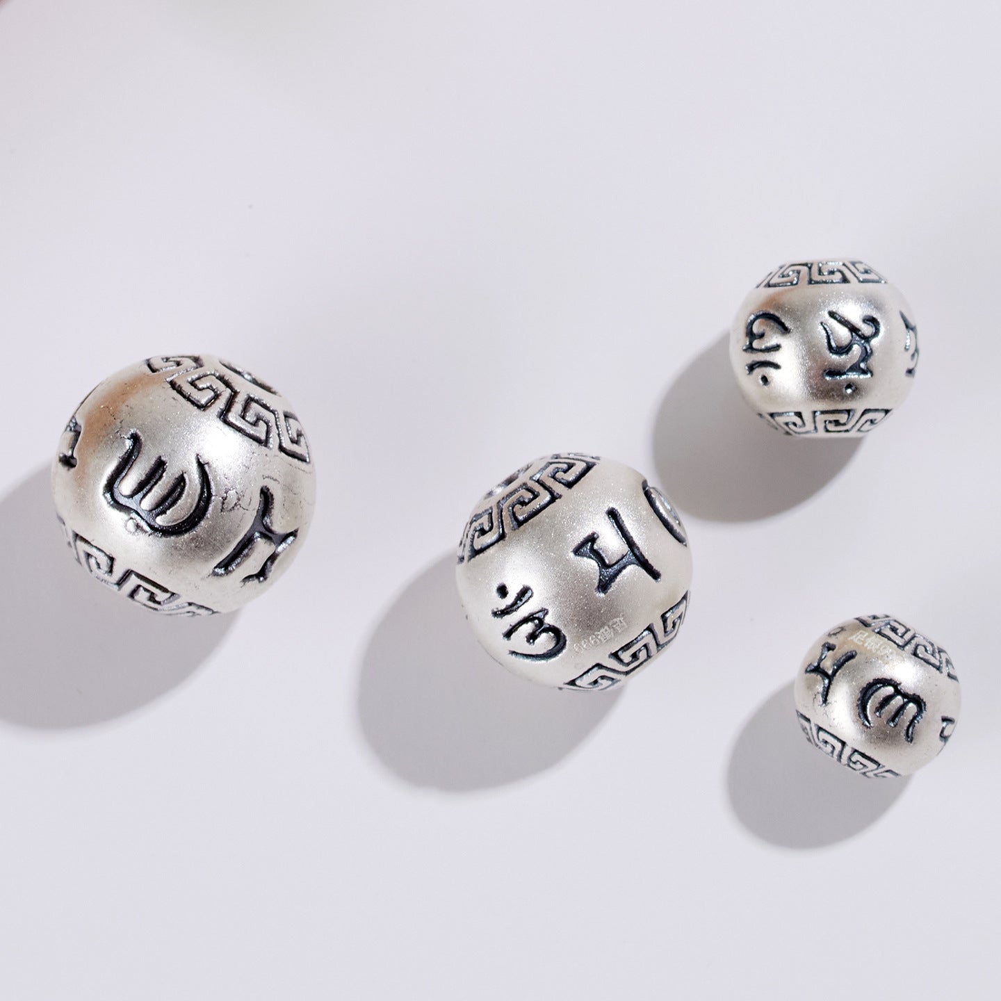 999 Pure Silver Six-Word Mantra Lucky Bead Bracelet & Necklace Spacer Beads