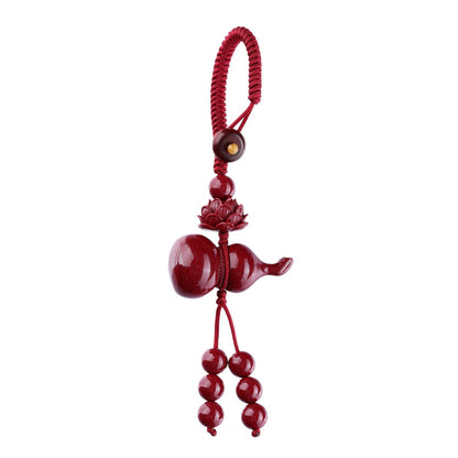 Natural Purple Gold Cinnabar Gourd Keychain | Wealth Fortune Protection Amulet