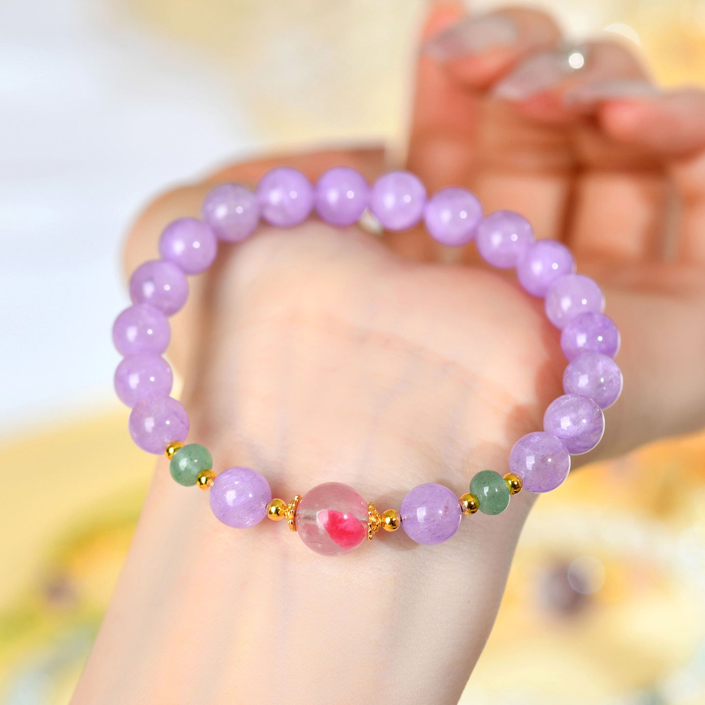 Lavender Amethyst Rose Quartz Love Bracelet | Spiritual Harmony & Romantic Energy